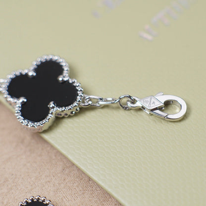 [Perla Lux]CLOVER 5 MOTIF ONYXS  BRACELET SILVER
