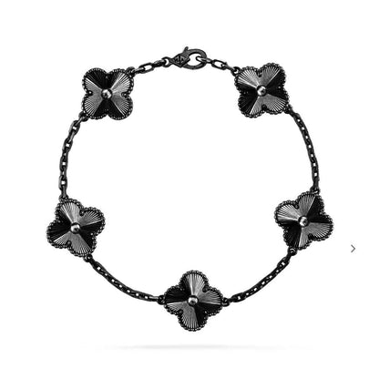 [Perla Lux]CLOVER 5 MOTIF BLACK BRACELET