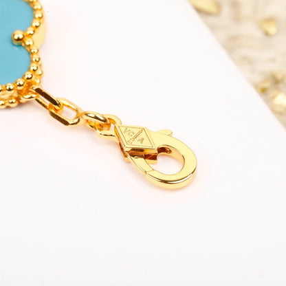 [Perla Lux]CLOVER 5 MOTIF TURQUOISE DIAMOND GOLD BRACELET