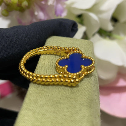 [Perla Lux]CLOVER RIVERSIBLE BLUE AGATE RING