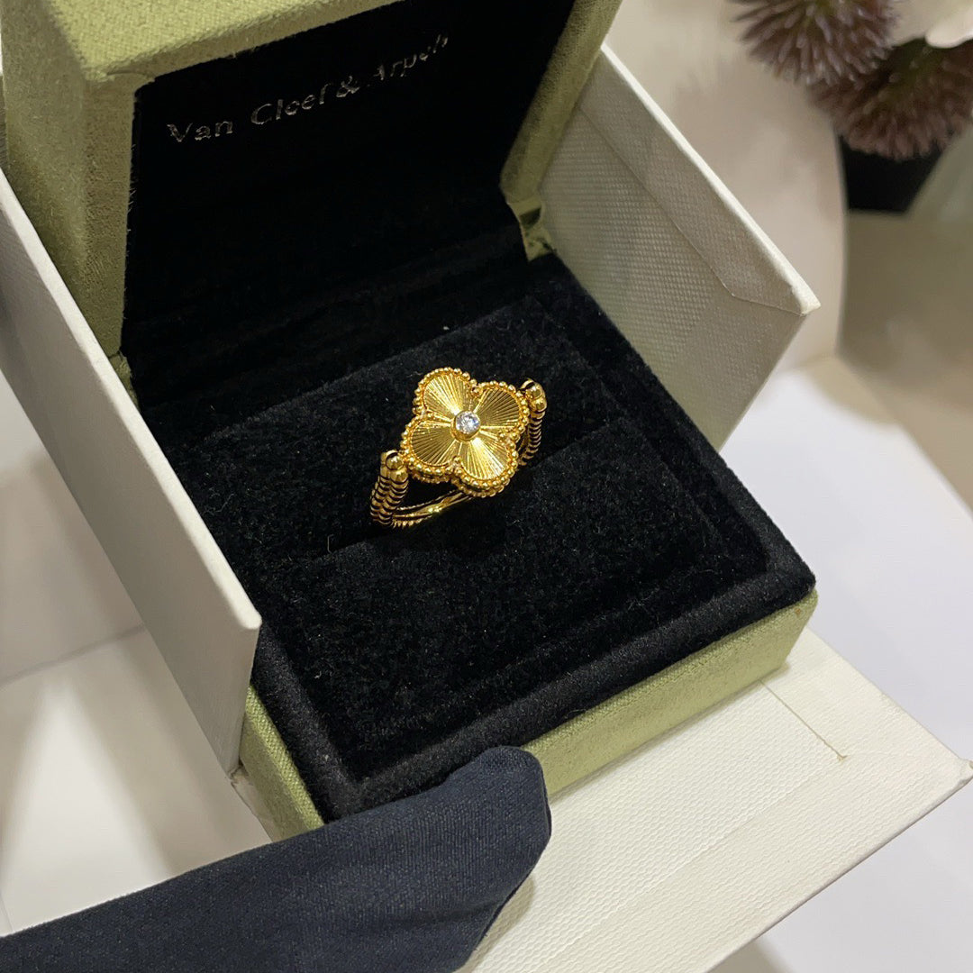 [Perla Lux]CLOVER RIVERSIBLE BLUE AGATE RING
