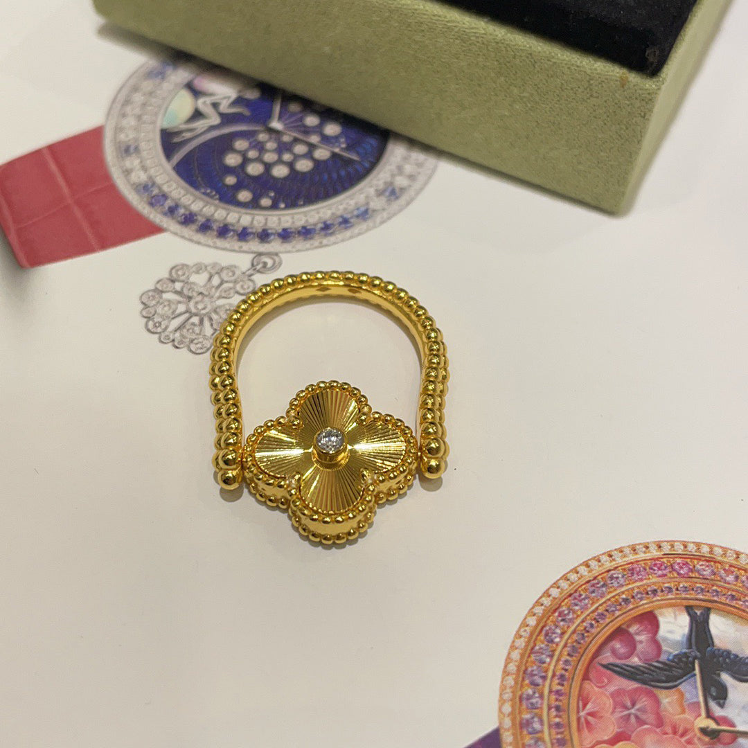 [Perla Lux]CLOVER RIVERSIBLE BLUE AGATE RING
