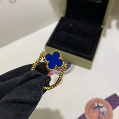 [Perla Lux]CLOVER RIVERSIBLE BLUE AGATE RING