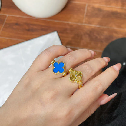 [Perla Lux]CLOVER RIVERSIBLE BLUE AGATE RING