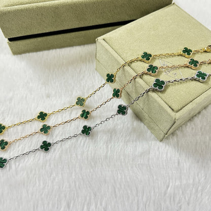 [Perla Lux]CLOVER 6 MOTIF MALACHITE BRACELET