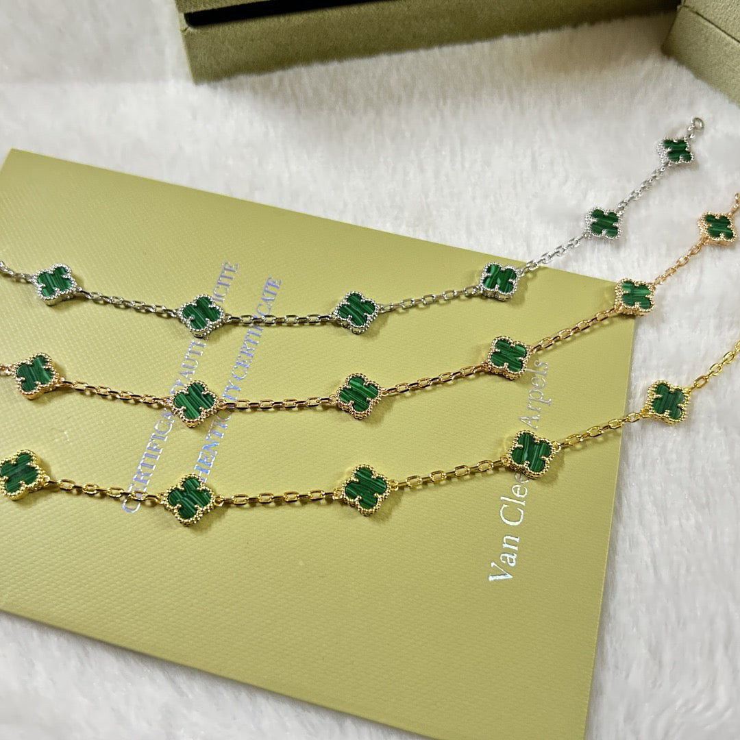 [Perla Lux]CLOVER 6 MOTIF MALACHITE BRACELET