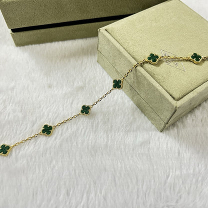 [Perla Lux]CLOVER 6 MOTIF MALACHITE BRACELET