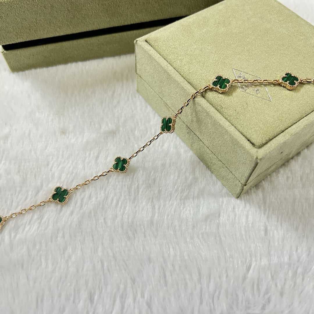 [Perla Lux]CLOVER 6 MOTIF MALACHITE BRACELET