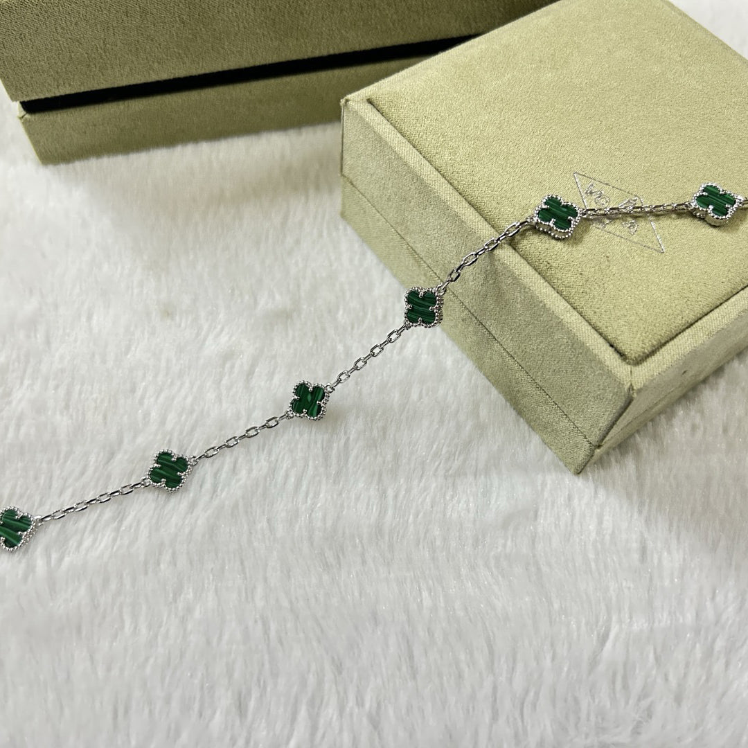 [Perla Lux]CLOVER 6 MOTIF MALACHITE BRACELET