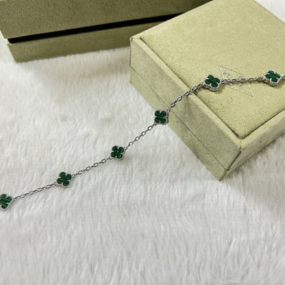 [Perla Lux]CLOVER 6 MOTIF MALACHITE BRACELET