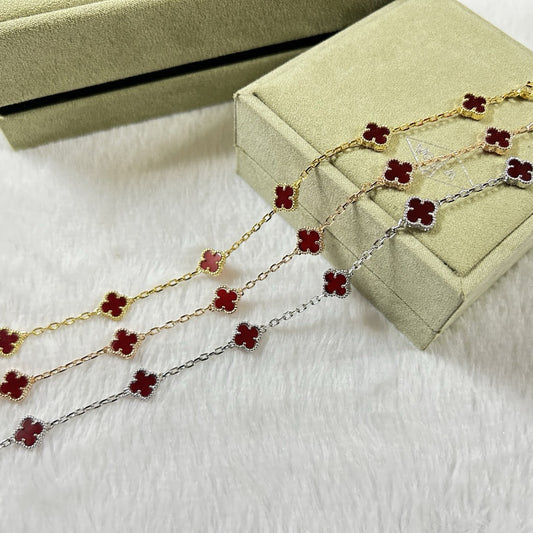 [Perla Lux]CLOVER 6 MOTIF RED AGATE BRACELET