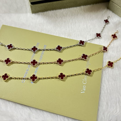 [Perla Lux]CLOVER 6 MOTIF RED AGATE BRACELET