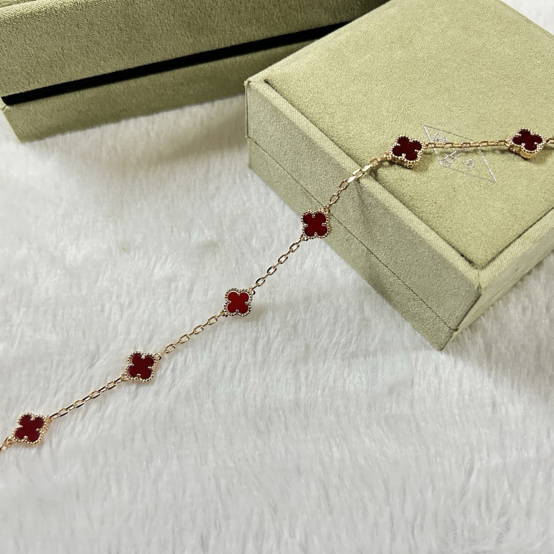 [Perla Lux]CLOVER 6 MOTIF RED AGATE BRACELET