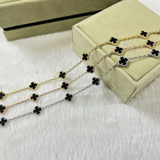 [Perla Lux]CLOVER 6 MOTIF  ONYXS BRACELET
