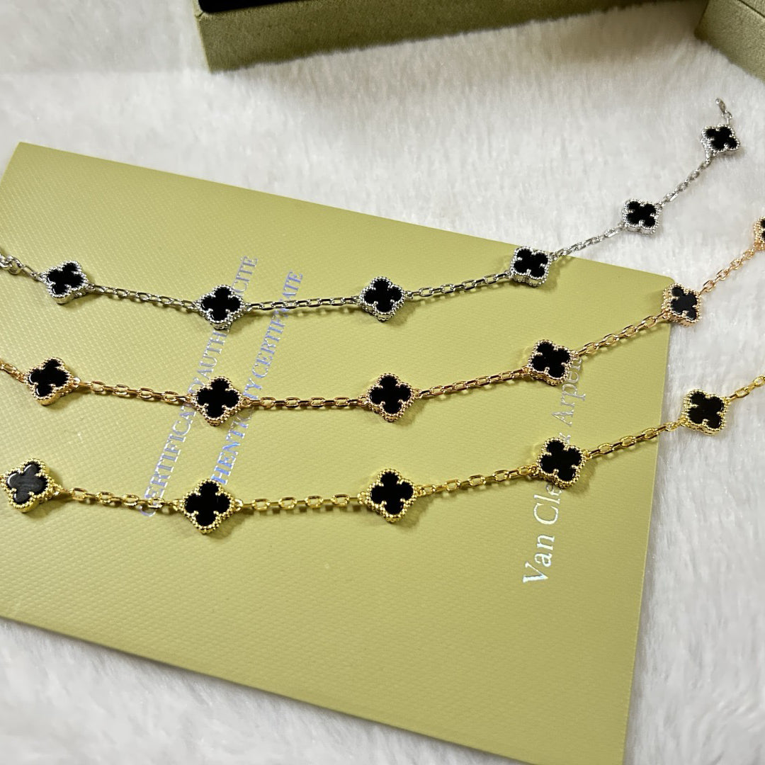 [Perla Lux]CLOVER 6 MOTIF  ONYXS BRACELET