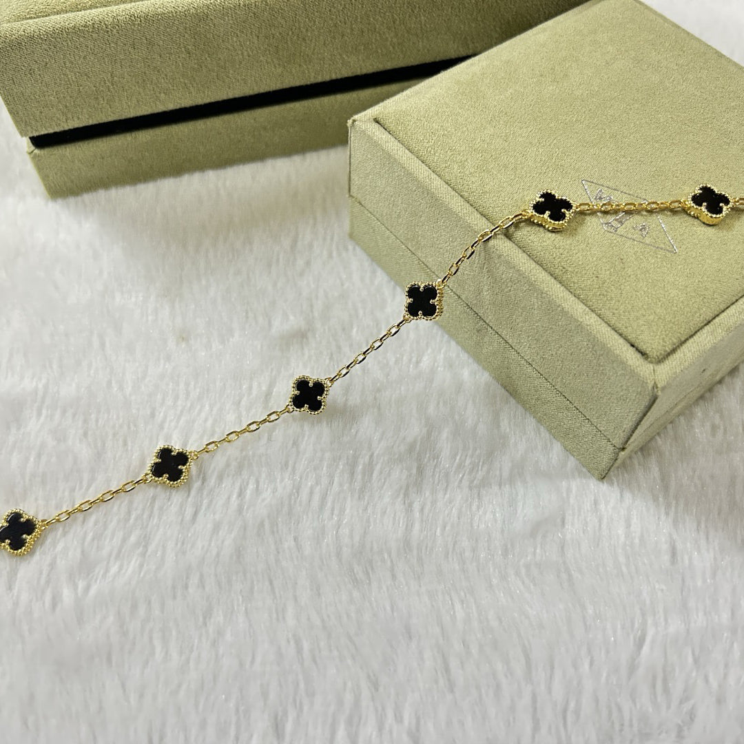 [Perla Lux]CLOVER 6 MOTIF  ONYXS BRACELET