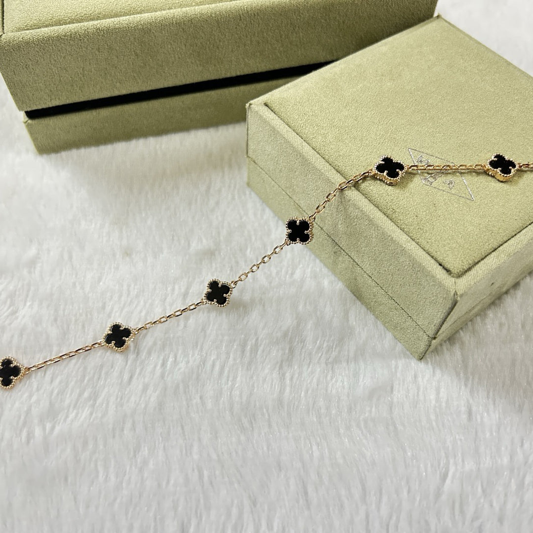 [Perla Lux]CLOVER 6 MOTIF  ONYXS BRACELET