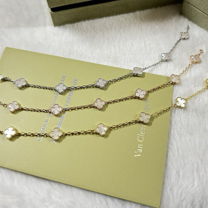 [Perla Lux]CLOVER 6 MOTIF WHITE MOP BRACELET