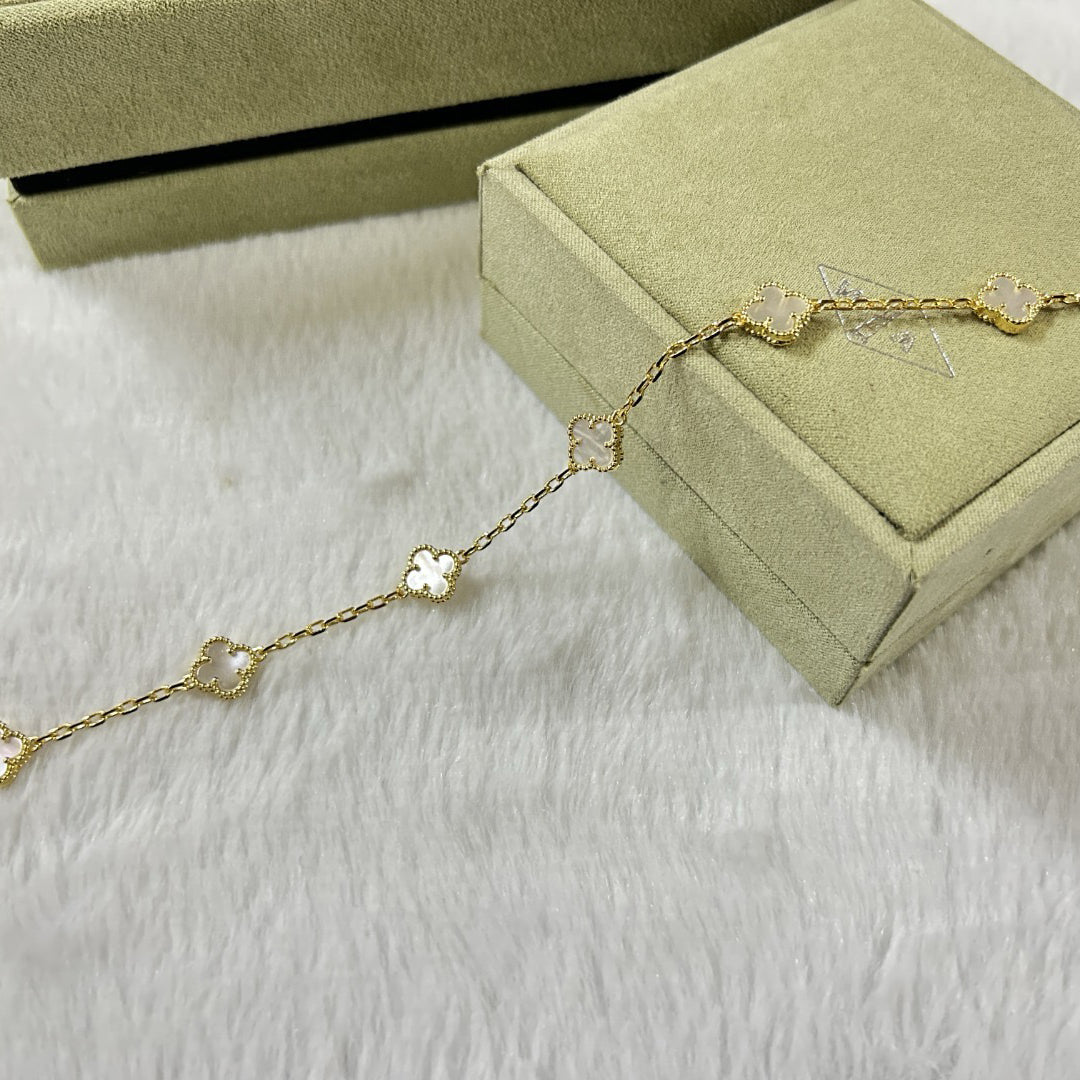 [Perla Lux]CLOVER 6 MOTIF WHITE MOP BRACELET