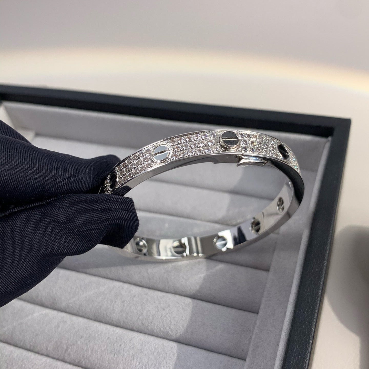 [Perla Lux]LOVE BRACELET 6.1MM DIAMOND-PAVED CERAMIC