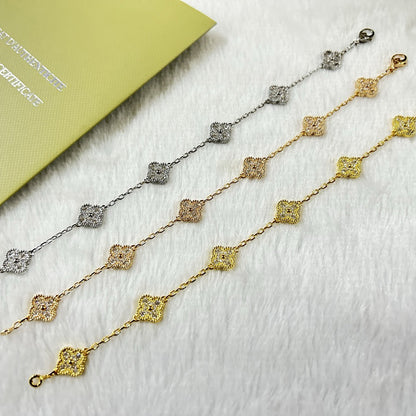 [Perla Lux]CLOVER 6 MOTIF DIAMOND BRACELET