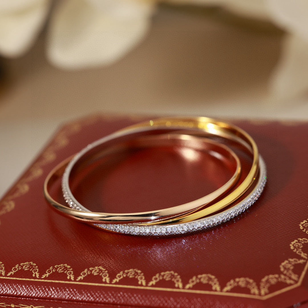 [Perla Lux]TRINITY TRICOLORED GOLD THREE-RING BRACELET