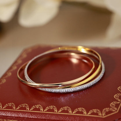 [Perla Lux]TRINITY TRICOLORED GOLD THREE-RING BRACELET