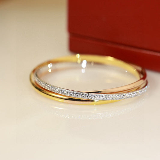 [Perla Lux]TRINITY TRICOLORED GOLD THREE-RING BRACELET