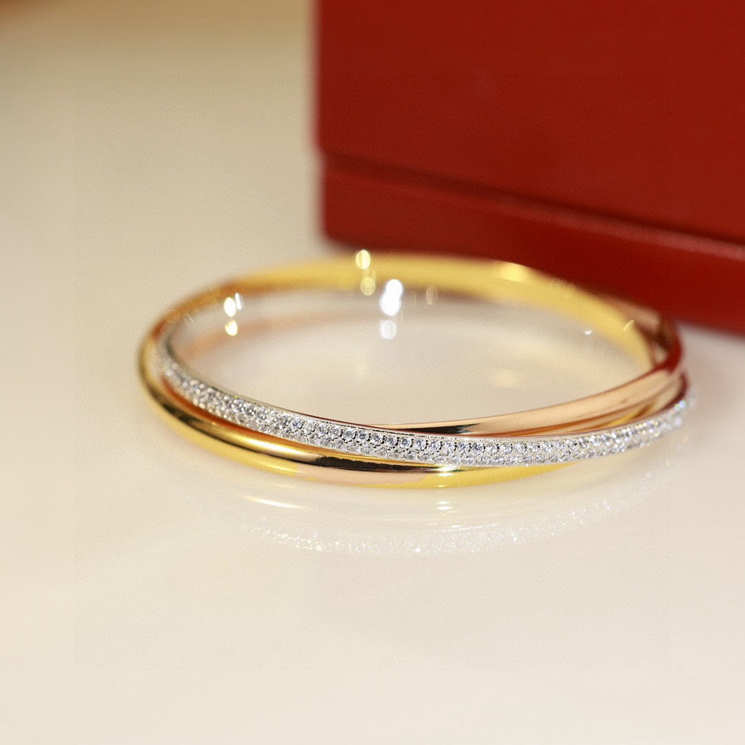 [Perla Lux]TRINITY TRICOLORED GOLD THREE-RING BRACELET