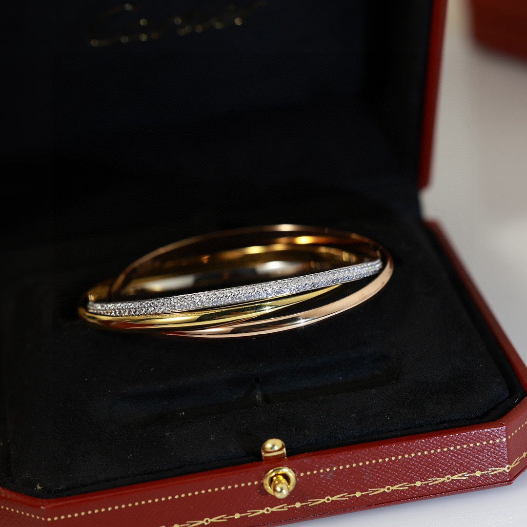 [Perla Lux]TRINITY TRICOLORED GOLD THREE-RING BRACELET