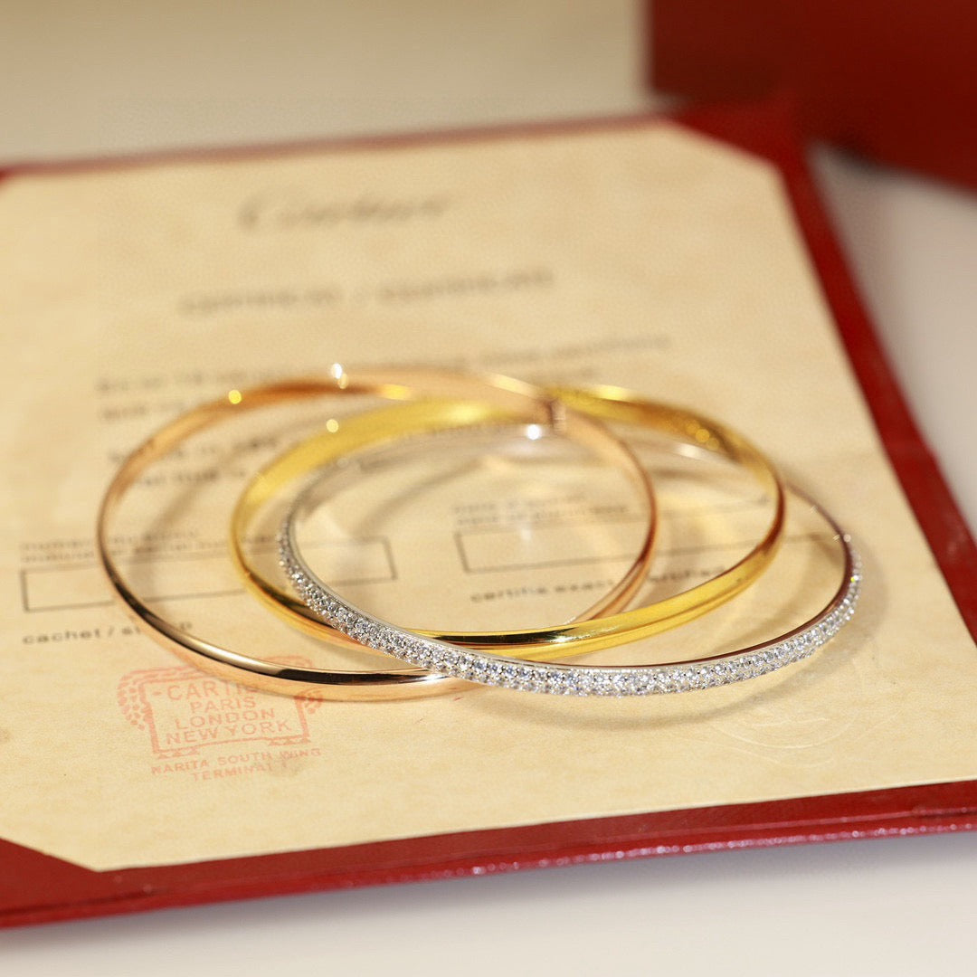 [Perla Lux]TRINITY TRICOLORED GOLD THREE-RING BRACELET