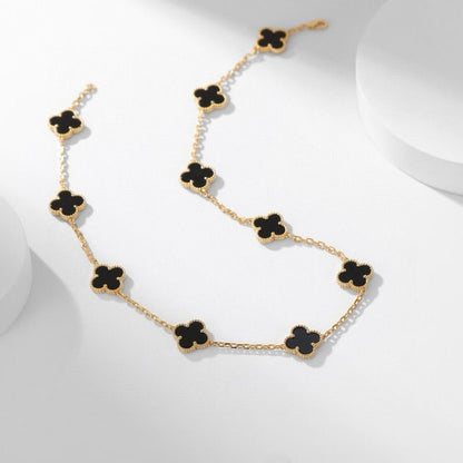 [Perla Lux]CLOVERS THE 10-MOTIFS ONYX NECKLACE