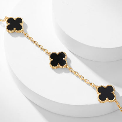 [Perla Lux]CLOVERS THE 10-MOTIFS ONYX NECKLACE