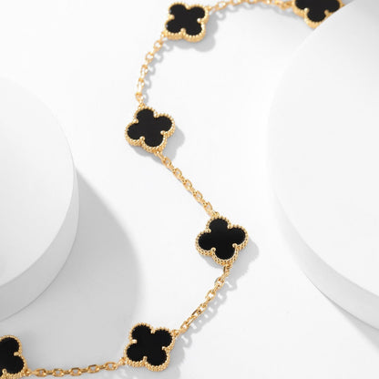 [Perla Lux]CLOVERS THE 10-MOTIFS ONYX NECKLACE