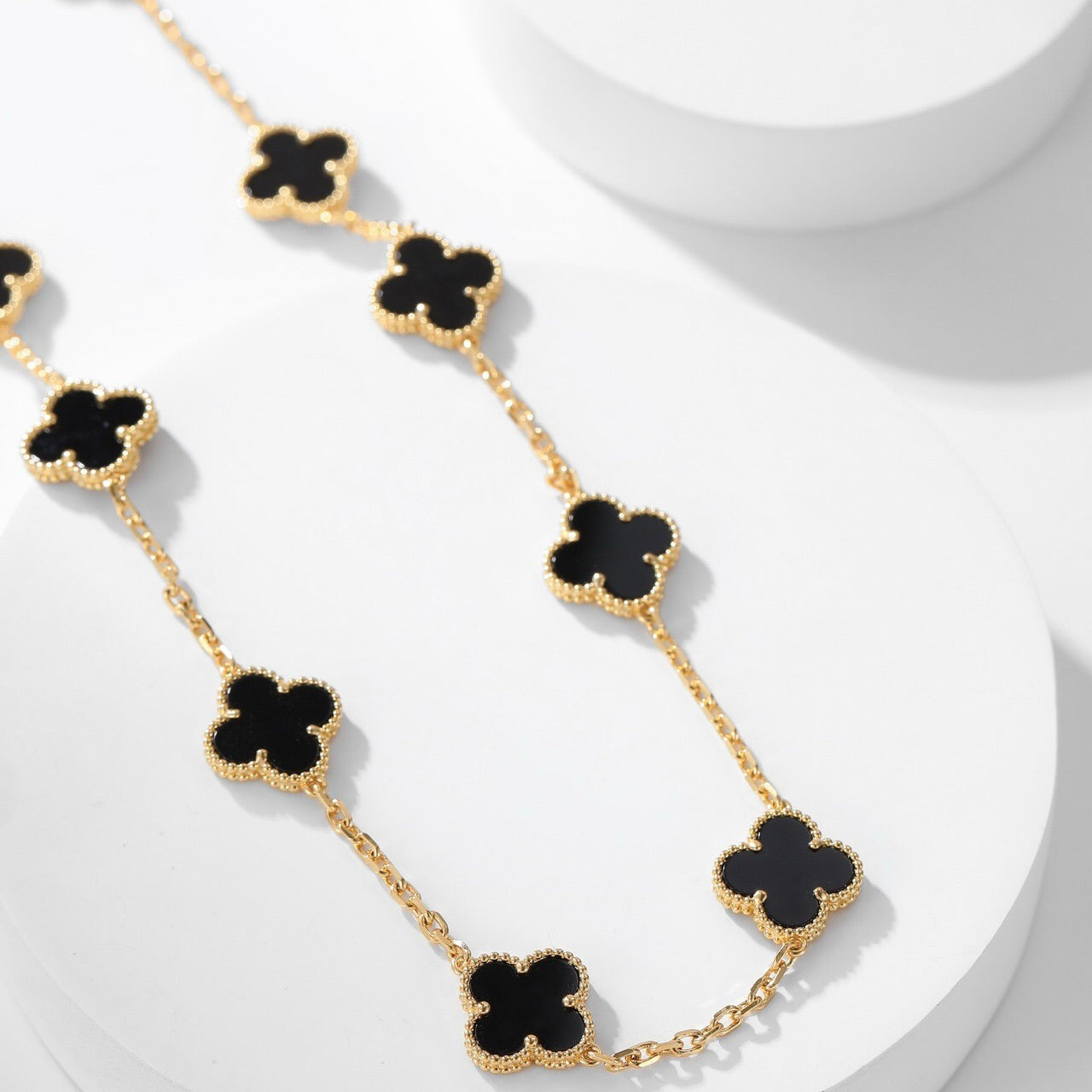 [Perla Lux]CLOVERS THE 10-MOTIFS ONYX NECKLACE