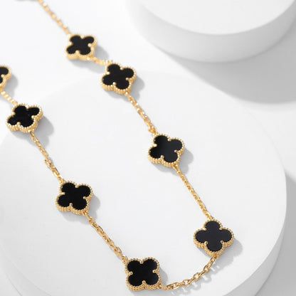 [Perla Lux]CLOVERS THE 10-MOTIFS ONYX NECKLACE