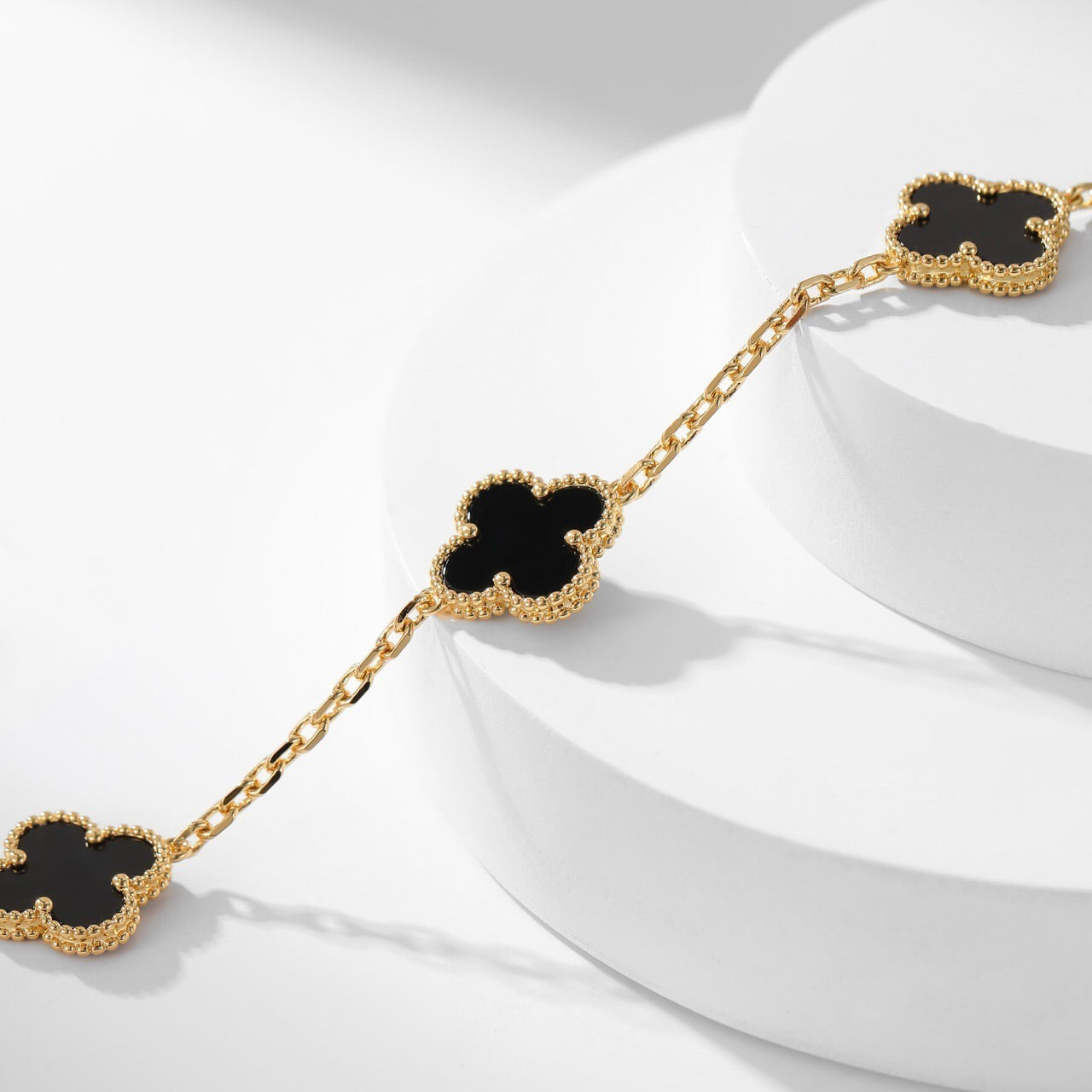 [Perla Lux]CLOVERS THE 10-MOTIFS ONYX NECKLACE
