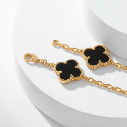 [Perla Lux]CLOVERS THE 10-MOTIFS ONYX NECKLACE