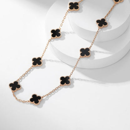 [Perla Lux]CLOVERS THE 10-MOTIFS ONYX NECKLACE