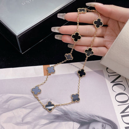 [Perla Lux]CLOVERS THE 10-MOTIFS ONYX NECKLACE