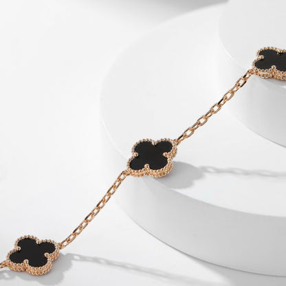 [Perla Lux]CLOVERS THE 10-MOTIFS ONYX NECKLACE