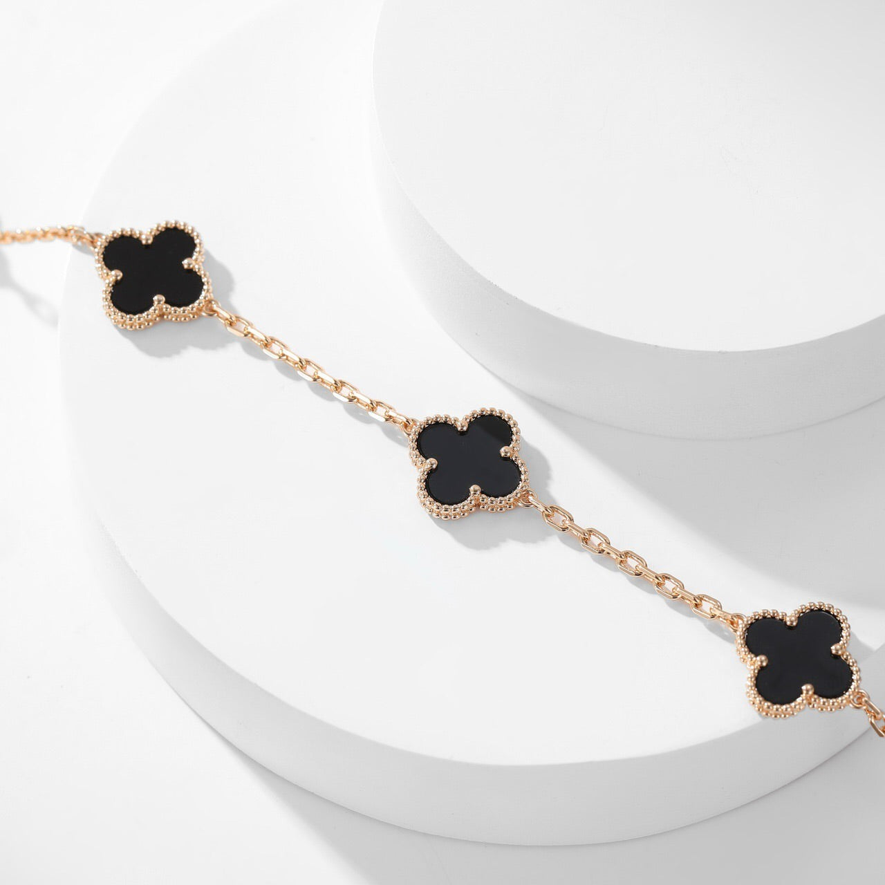 [Perla Lux]CLOVERS THE 10-MOTIFS ONYX NECKLACE