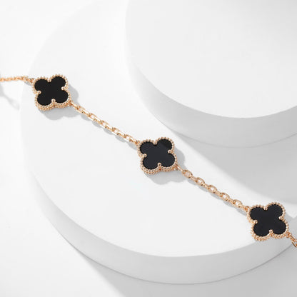 [Perla Lux]CLOVERS THE 10-MOTIFS ONYX NECKLACE