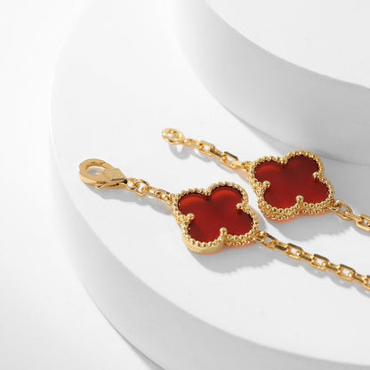 [Perla Lux]CLOVERS THE  10-MOTIFS CARNELIAN NECKLACE