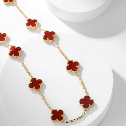 [Perla Lux]CLOVERS THE  10-MOTIFS CARNELIAN NECKLACE