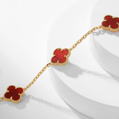 [Perla Lux]CLOVERS THE  10-MOTIFS CARNELIAN NECKLACE