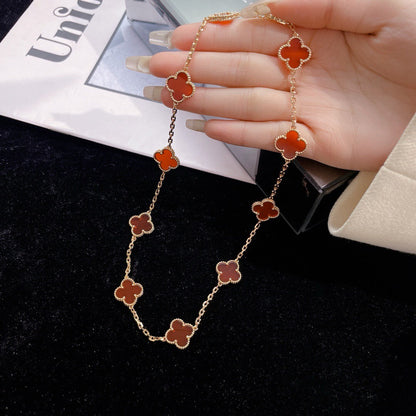 [Perla Lux]CLOVERS THE  10-MOTIFS CARNELIAN NECKLACE