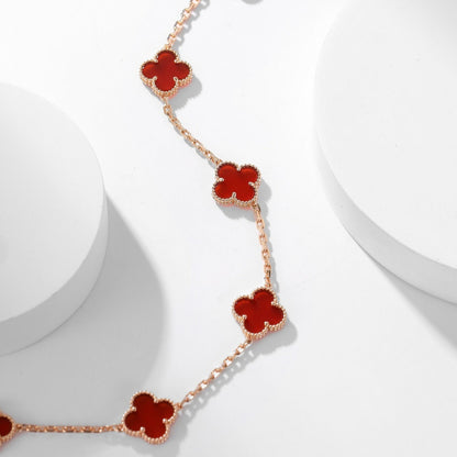 [Perla Lux]CLOVERS THE  10-MOTIFS CARNELIAN NECKLACE
