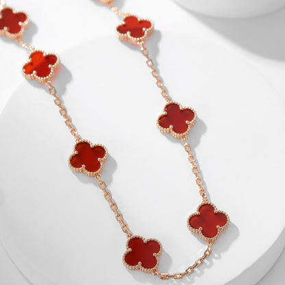 [Perla Lux]CLOVERS THE  10-MOTIFS CARNELIAN NECKLACE