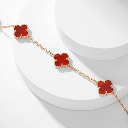 [Perla Lux]CLOVERS THE  10-MOTIFS CARNELIAN NECKLACE